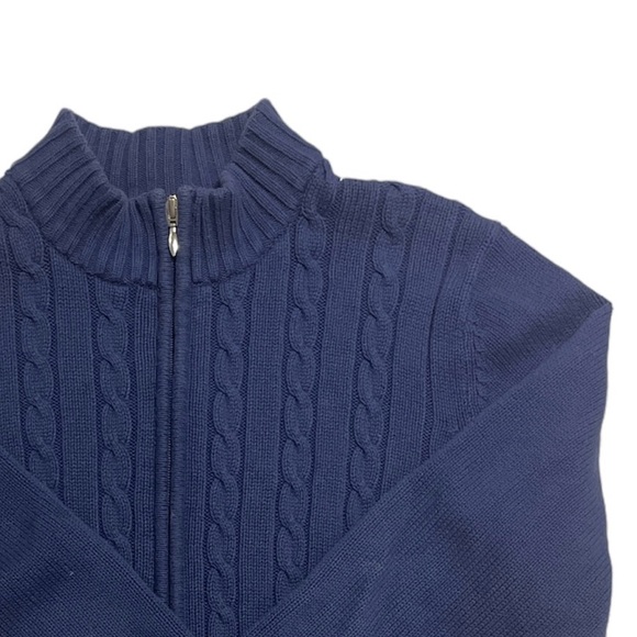 BLUE KNIT ZIP UP SWEATER - Picture 2 of 3